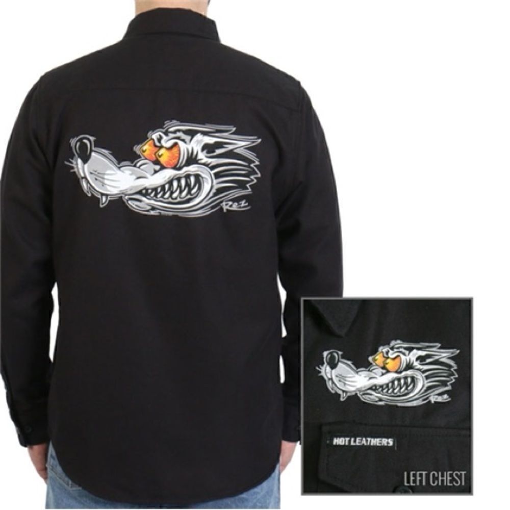 Hot Leathers Men's Race Wolf Long Sleeve Flannel